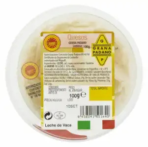 Queso grana padano en laminas D.O.P. Hispano Italiana Parmareggio 100 g.