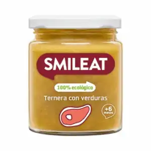 Tarrito de ternera con verduras desde 6 meses ecológico Smileat sin gluten 230 g.