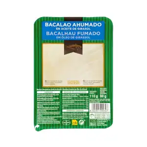 Bacalao ahumado Hacendado en aceite de girasol Bandeja 0.11 kg