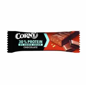 Barrita sabor chocolate alta en proteínas sin azúcar añadido Corny sin aceite de palma 50 g.