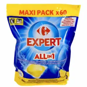 Gel lavavajillas a máquina en cápsulas Todo en uno Carrefour Expert 60 ud.