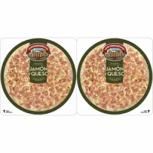 Pizza de jamón y queso Casa Tarradellas pack de 2 unidades de 220 g.