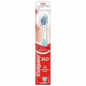 Cepillo de dientes medio blanqueador Max White 360° Colgate 1 ud.