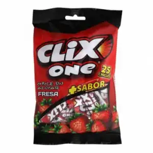 Chicles sabor fresa Clix 25 ud.