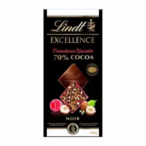 Chocolate 70% negro con frambuesa y avellana Lindt Excellence 100 g.