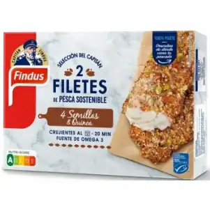 Filete de pescado crujiente con 4 semillas y quinoa congelado Findus 250 g.