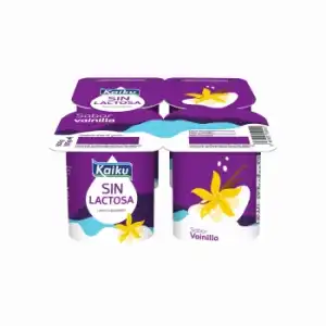 Leche fermentada sabor vainilla Kaiku sin gluten sin lactosa pack de 4 unidades de 125 g.