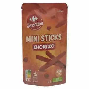 Mini Sticks Chorizo Sensation Carrefour sin gluten 50 g