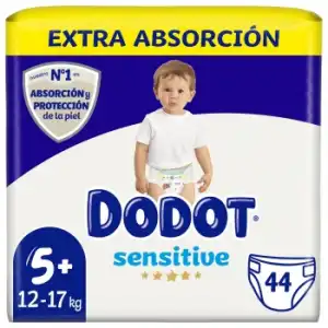 Pañales Dodot Sensitive T5+ (12-17 kg) 44 ud.