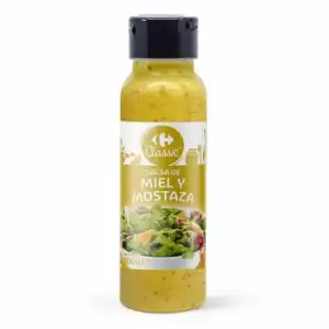 Salsa de miel y mostaza Carrefour Classic sin gluten y sin lactosa envase 300 g.