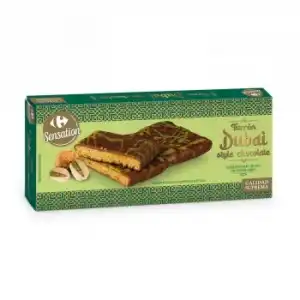 Turrón de chocolate con leche estilo Dubai Sensation Carrefour 150 g.