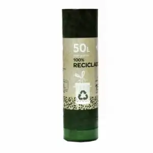 Bolsas de Basura 100% Reciclado CARREFOUR 50l 15 ud - Verde