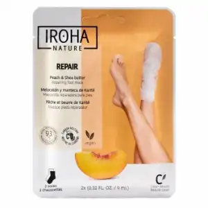 Calcetines mascarilla reparadores con melocotón y manteca de karité Iroha Nature 1 ud.
