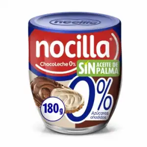 Crema de cacao y leche con avellanas Nocilla sin gluten y sin azúcar añadido 180 g.