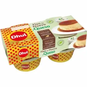 Flan de huevo y queso al baño María Dhul sin gluten pack de 4 unidades de 110 g.