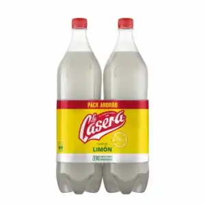 La Casera de limón zero azucares añadidos pack de 2 botellas de 1,5 l.