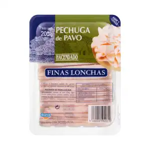 Pechuga de pavo Hacendado finas lonchas Paquete 0.2 kg