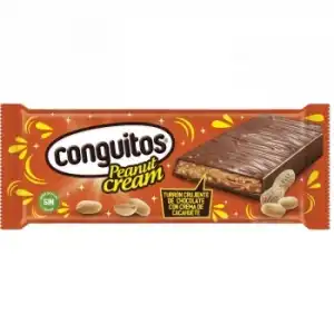 Turrón crujiente con crema y trozos de cacahuetes Conguitos sin gluten 200 g.