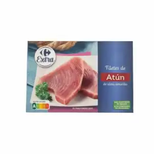 Filetes de atún de aleta amarilla congelado Extra Carrefour 225 g.