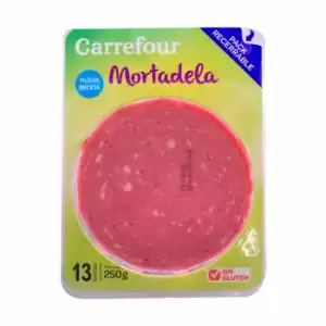 Mortadela de pavo en lonchas Carrefour sin gluten 250 g.