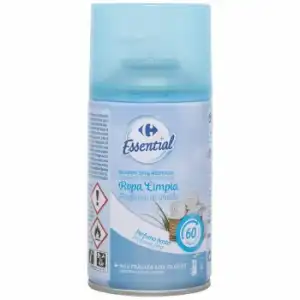 Ambientador automático ropa limpia recambio Essential Carrefour 250 ml.