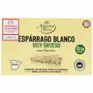 Espárrago blanco de Navarra muy grueso De Nuestra Tierra 425 g.