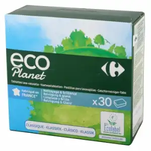 Lavavajillas a máquina en pastillas clásico ecológico Carrefour Eco Planet 30 ud.