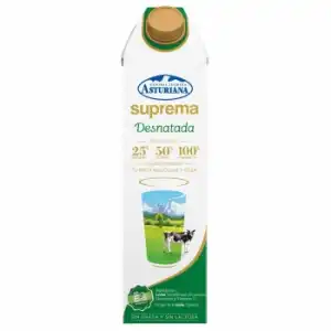 Leche desnatada ultrafiltrada Suprema Central Lechera Asturiana sin lactosa brik 1 l.