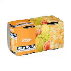 Macedonia mix de frutas en almíbar Hacendado 2 latas X 0.115 kg