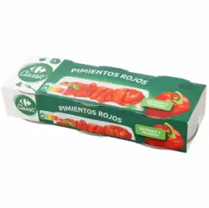 Pimientos asados en tiras Classic Carrefour pack de 3 unidades de 60 g.