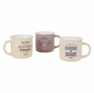 Set de 3 Mugs de Porcelana Vintage 390 ml - Marrón
