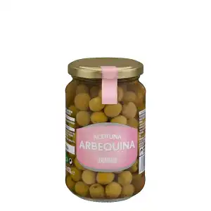 Aceitunas arbequina Hacendado con hueso Tarro 0.37 kg