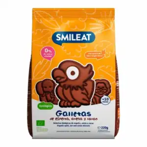 Galletas de espelta, avena y cacao desde 10 meses ecológicas Smileat sin azúcar añadido 220 g.