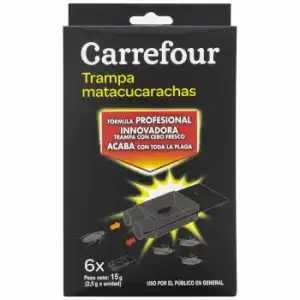 Trampa mata cucarachas Carrefour pack de 6 unidades de 2,5 g.