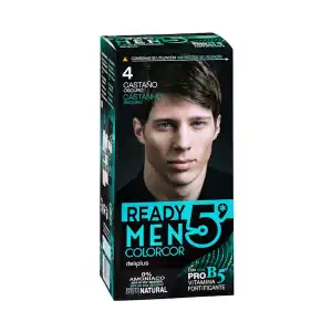 Tinte cabello hombre 4 castaño oscuro Deliplus 0% amoníaco Caja 1 ud