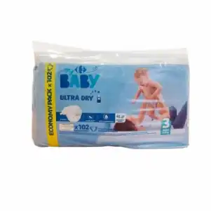 Pañales Carrefour Baby Ultra Dry Talla 3 (4-9 kg) 102 ud.