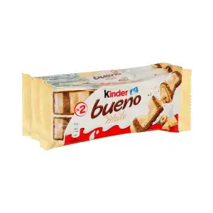 Barritas de barquillo Kinder Bueno white bañadas de chocolate blanco 3 paquetes X 0.039 kg