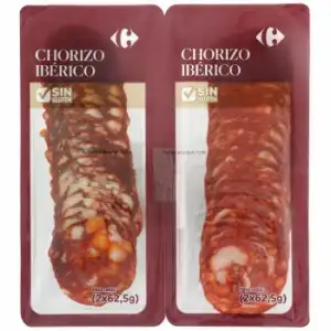 Chorizo ibérico Carrefour sin gluten 2x62,5 g