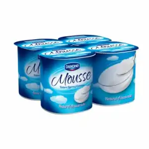 Mousse natural azucarado Danone pack de 4 unidades de 65 g.