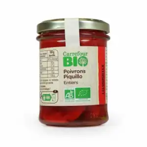 Pimientos de piquillo ecológico Carrefour Bio 165 g.