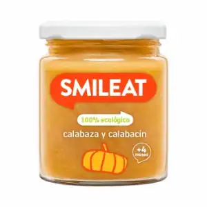 Tarrito de calabaza y calabacín desde 4 meses ecológico Smileat sin gluten 230 g.