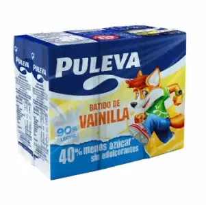 Batido de vainilla Puleva sin gluten pack de 6 briks de 200 ml.