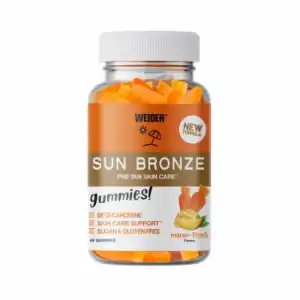 Cararmelos de goma bronceadoras sabor mango Weider 250 g.