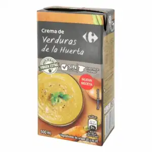 Crema de verduras de la huerta Carrefour sin gluten 500 ml.