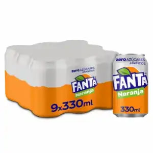 Fanta naranja zero pack de 9 latas de 33 cl.