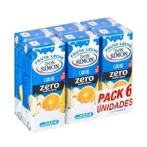 Fruta + leche Caribe Don Simón zero materia grasa 6 mini bricks X 200 ml