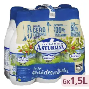 Leche semidesnatada Asturiana 6 botellas X 1.5 L