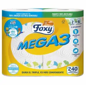 Papel de cocina Mega3 Foxy 2 rollos.