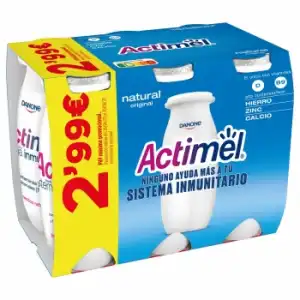 Leche fermentada líquida natural Danone - Actimel pack de 6 unidades de 100 g.