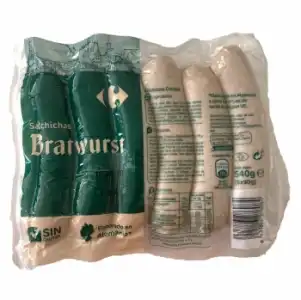 Salchichas bratwurst Carrefour sin gluten sin lactosa 540 g.